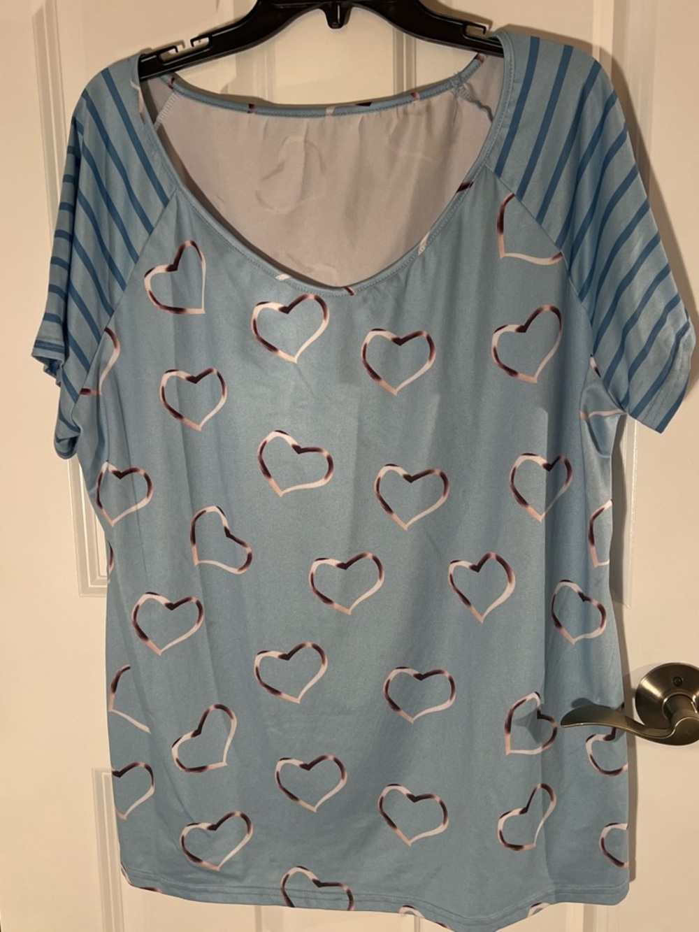 Source Unknown Light Blue Heart Print Raglan Tee
